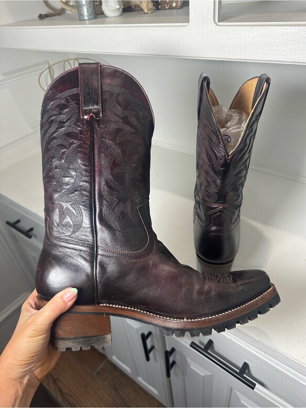 Moonshine Spirit Brad Paisley Cowboy Boots Mens 11D Brown Burgundy Western - Picture 7 of 9